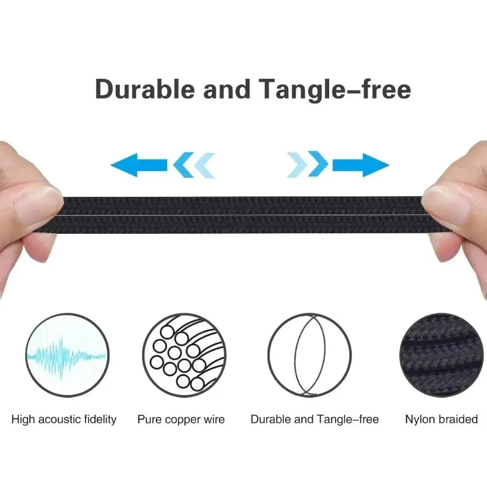 OFC เปลี่ยนไนลอนถักสายสัญญาณเสียงสเตอริโอขยายสายเพลงสําหรับโฟกัส Bathys Headpones