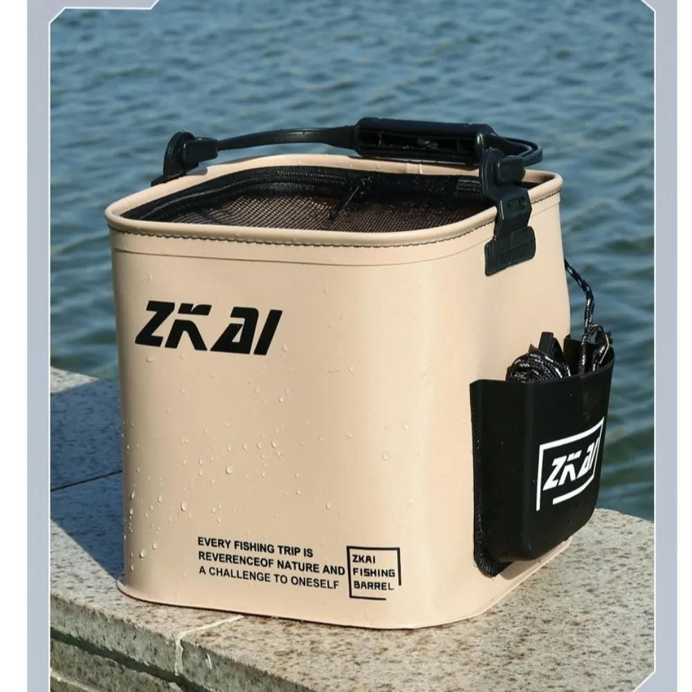 New 8L/13L EVA Live Fish Bucket aterproof Breathable Collapsible Outdoor Water Tank Carrying Handles Fold Fishing Bucket Travel