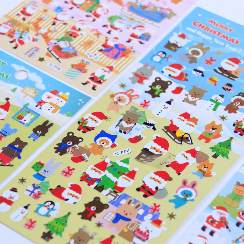 4 pcs Merry Christmas Golding Christmas Special Adhesive Stickers Scrapbooking DIY Journaling Diary Cute Stationery Stickers