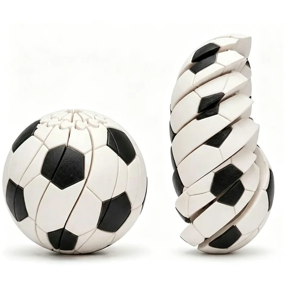 Football & Baseball Transformable Fidget Spinner Ball, 3D Printed Deformable Sports Fidget Ball Toy, Stress Relief Anxiety Offic view 3