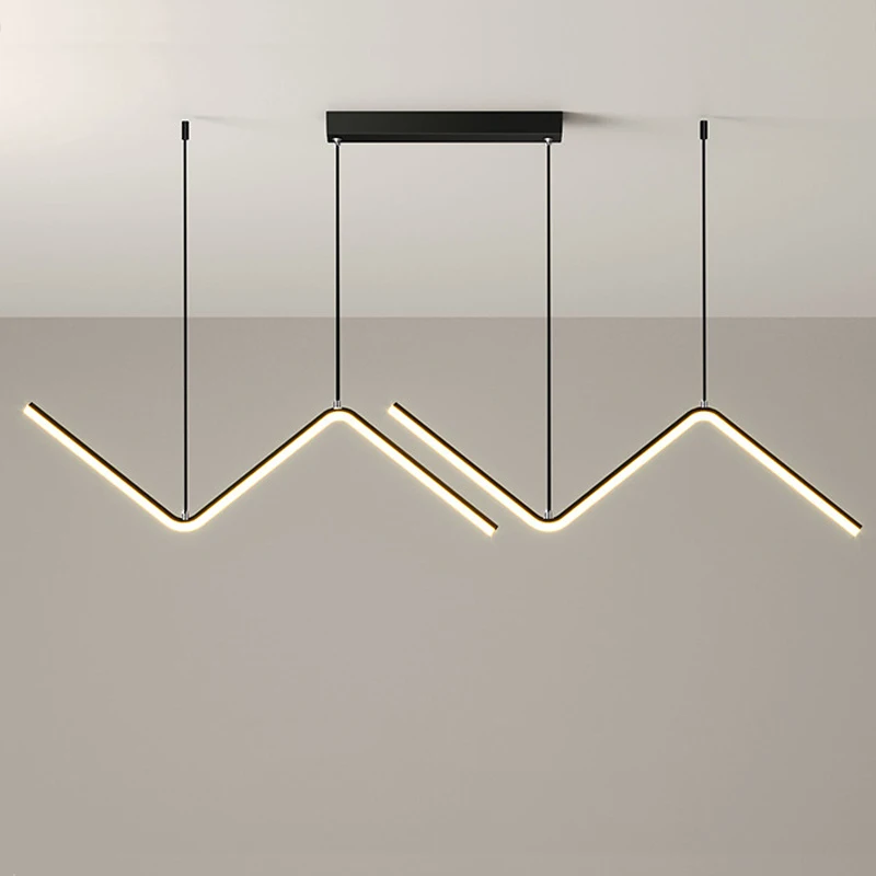 Modern LED Pendant Light Luxury Strip Lamp Bedroom Living Dining Study Room Simple Indoor Home Decoration Remote Hanging Fixture