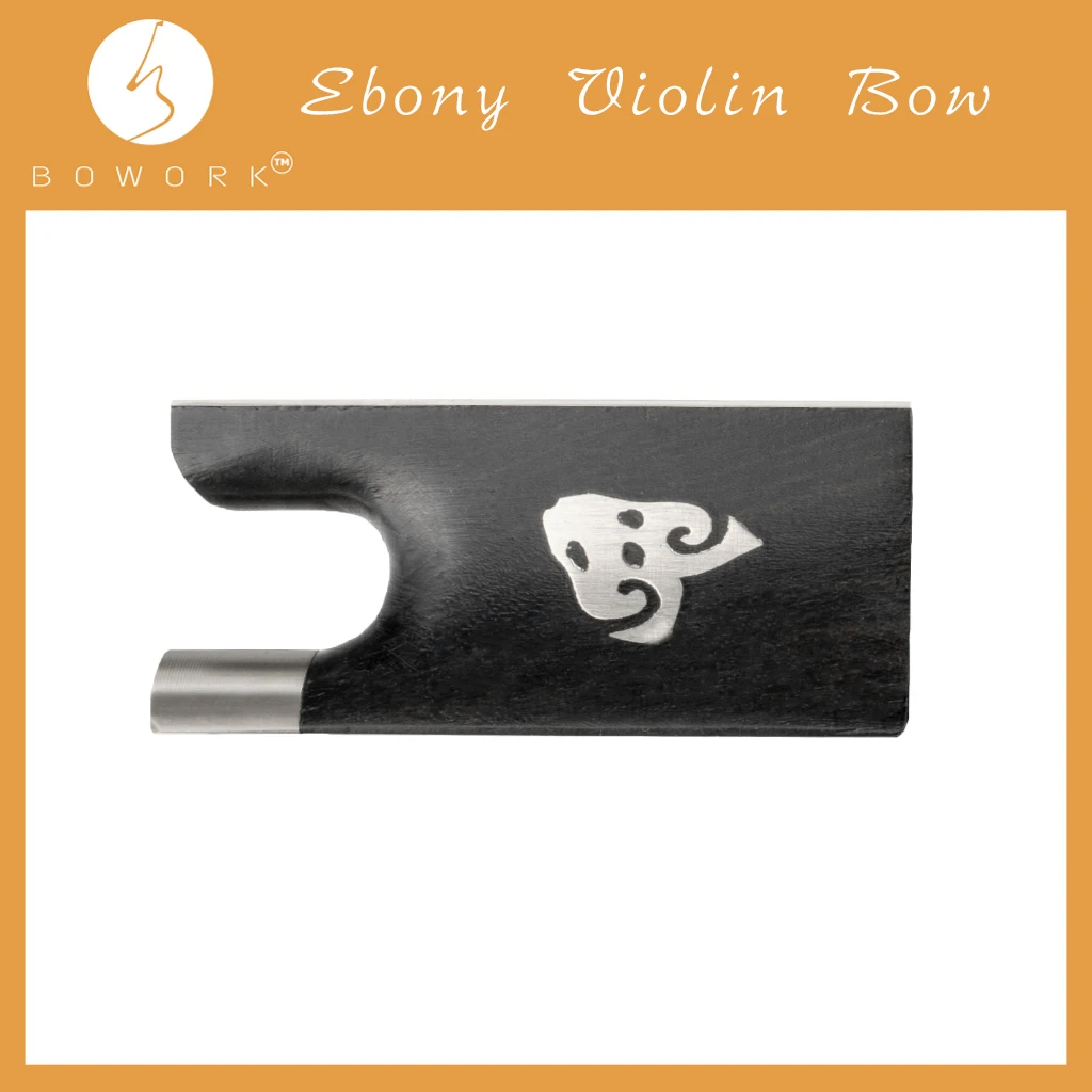 BOWORK Advanced Level Cupronickel Mounted Ebony Frog W/ Jellyfish Pattern Inlay 4/4 Violin Bow Parts