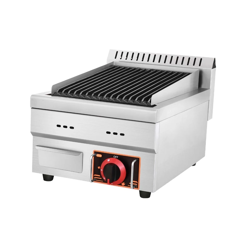 # Kommerzieller Gas-Vulkanstein-Grill mit geriffelter Grillplatte, Steakgrill im amerikanischen Stil, multifunktional für Straßenverkäufer (kundenspezifisch anpassbar)