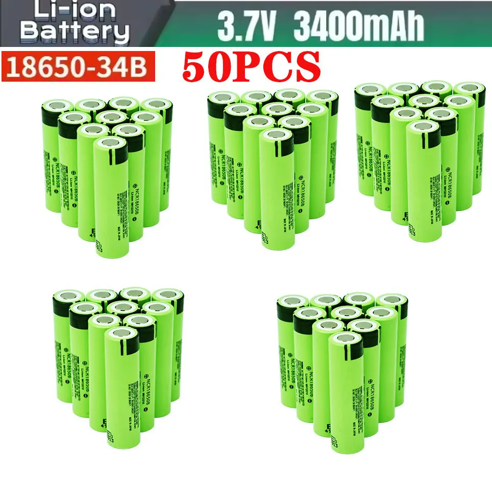 NCR18650B 3,7 V 3400 mAh 18650 100% nieuwe en originele oplaadbare batterij met puntige kop voor zaklamp, draagbare ventilator en scheerapparaat