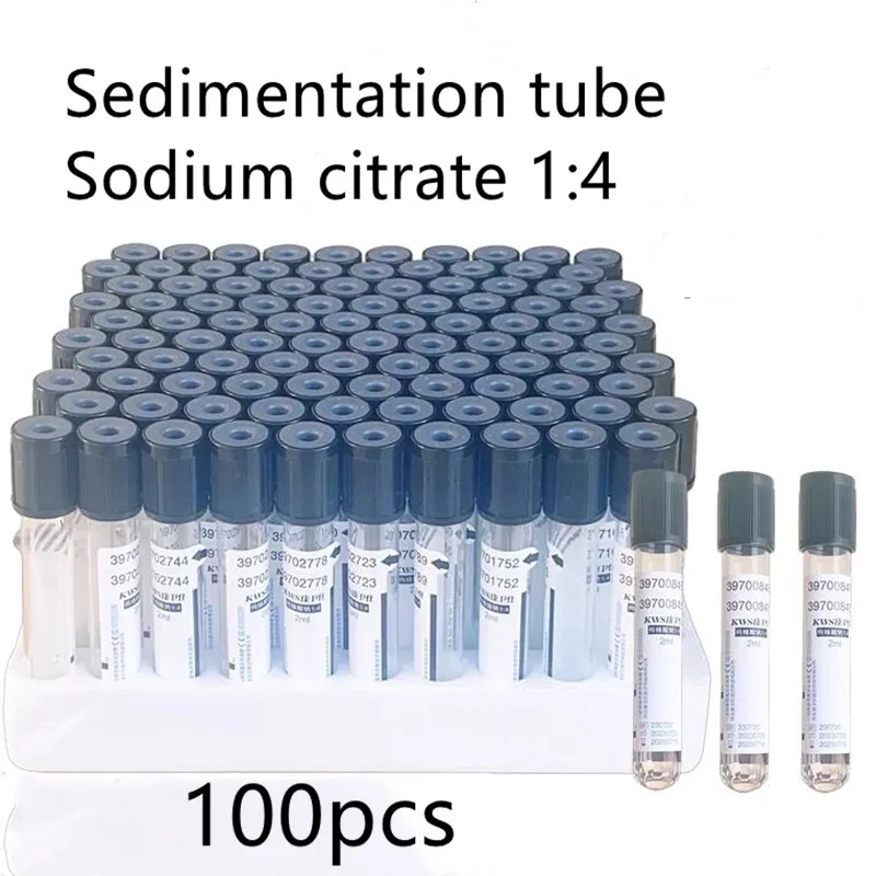 100PCS blood sedimentation tube sodium citrate 1:4 Medical vacuum negative pressure blood vessel 2ml5ml10ml glass tube