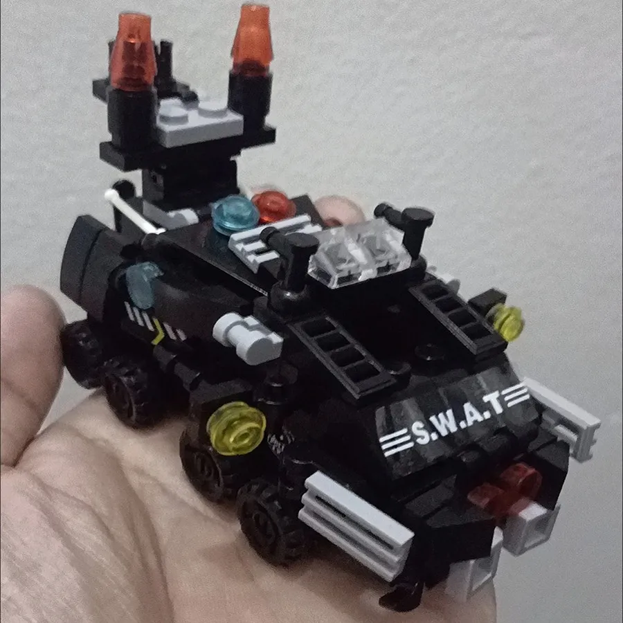 6 في 1 مدينة الهندسة سيارة شاحنة شرطة الميكانيكية ديناصور اللبنات خزان هليكوبتر الطوب مكافحة الحرائق مجموعة لعبة للأطفال #5
