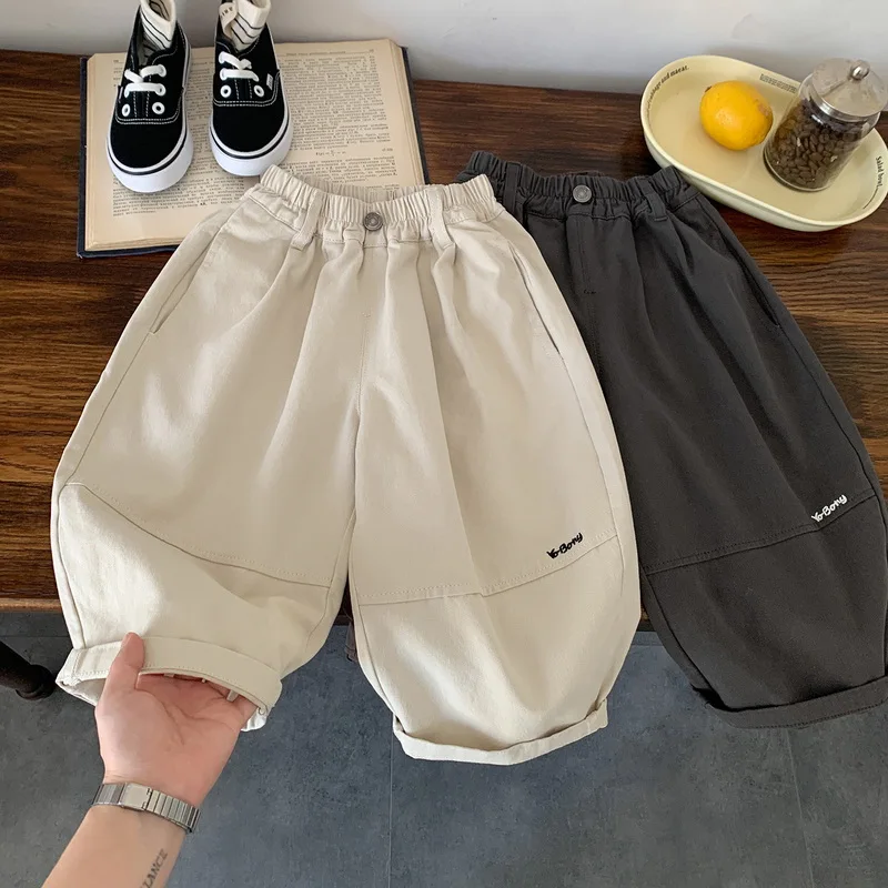 

Новые весенне-осенние детские штаны, однотонные свободные прямые штаны для мальчиков, детские повседневные штаны, брюки для мальчиков 2–8 лет