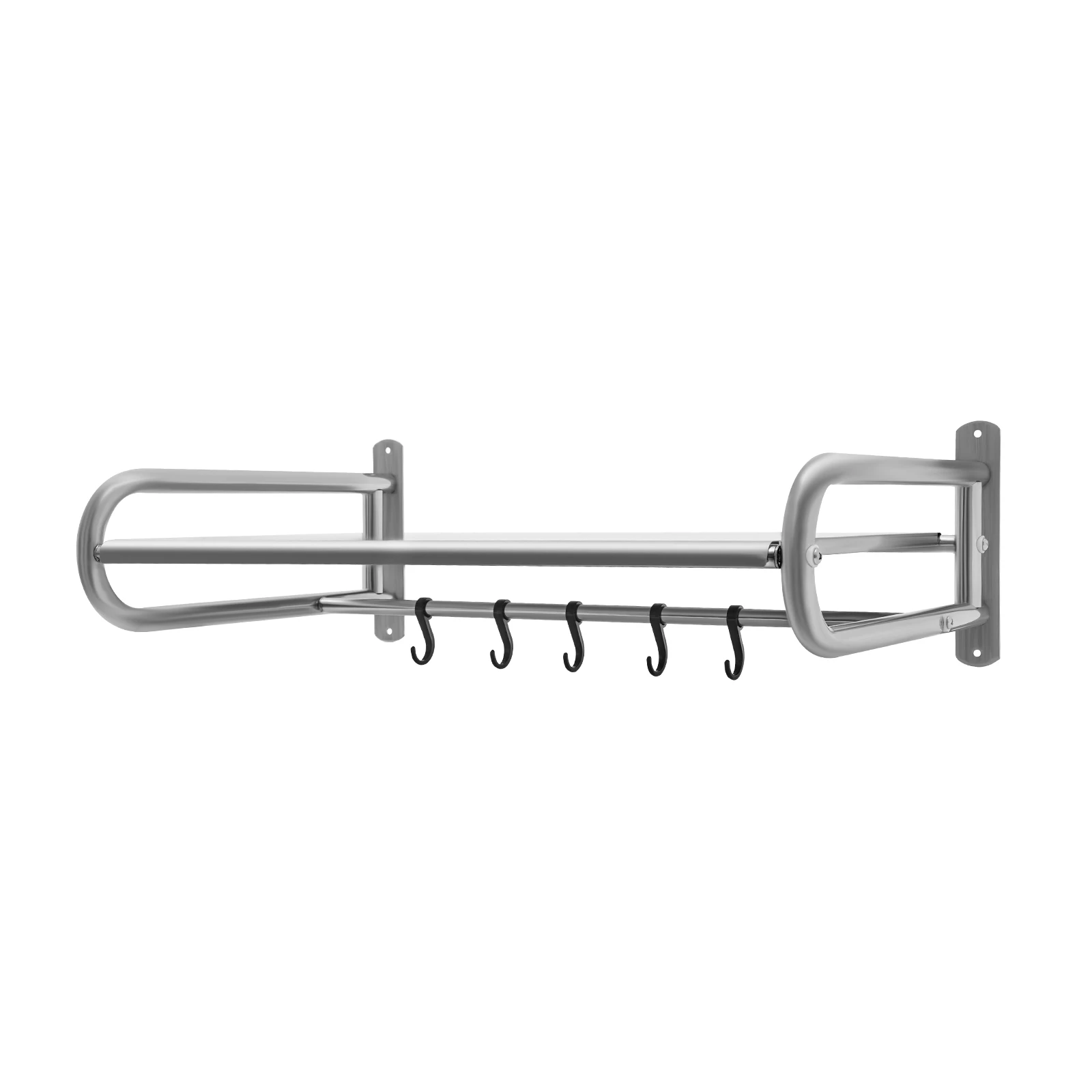 Edelstahl-Mikrowellenherd-Regal, Wandmontage, Küchenregal, Regale, Theke, neu, mit 6 Haken für Küche, Arbeitszimmer, Balkon – Detail 5