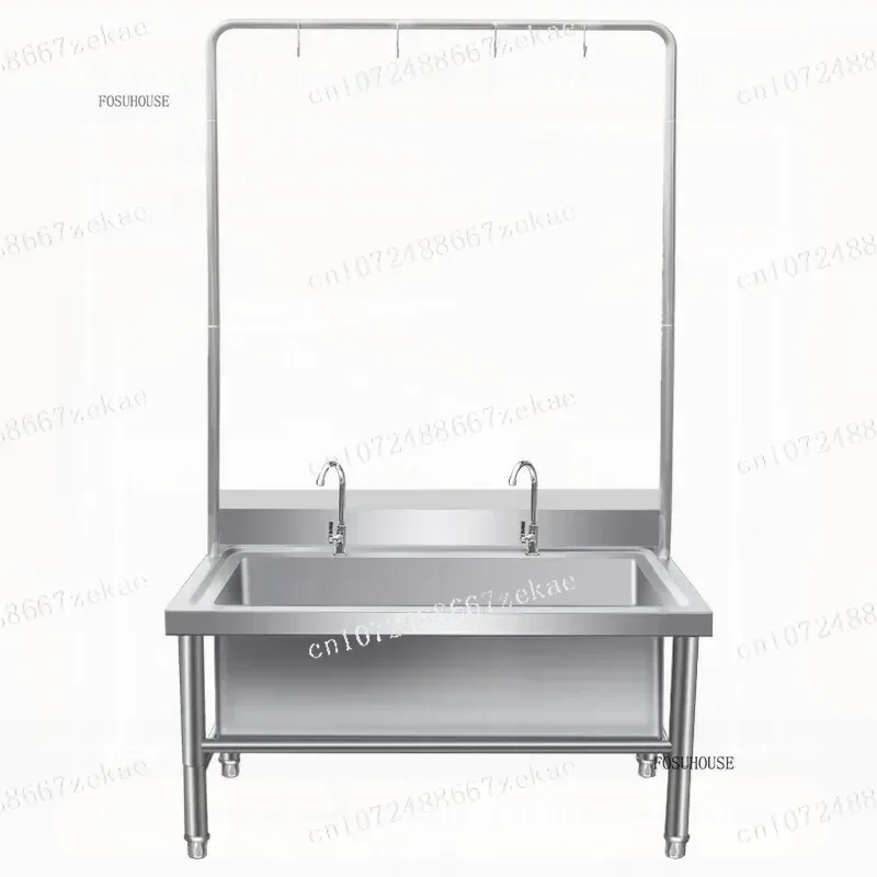 Commercial Sink Floor Standing Mop Rack Kitchen Sink Faucet Set Kitchen Stainless Steel Multifunctional Kitchen Sink