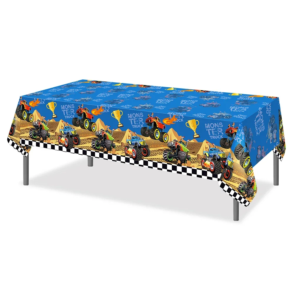 Boy Cartoon Racing Monster Truck Game Birthday Party Disposable Tableware Sets Banner Tablecovers Baby Shower Party Decorations