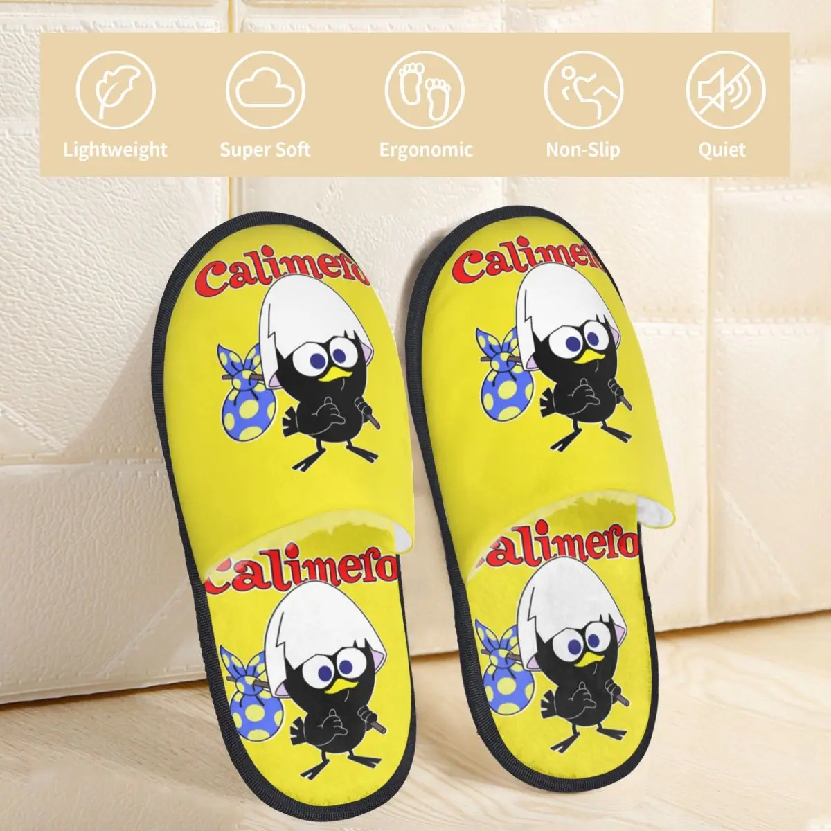 Calimero Anime Winter House Slippers Indoor Cartoon Soft Household Fur Slippers Slides Non-slip