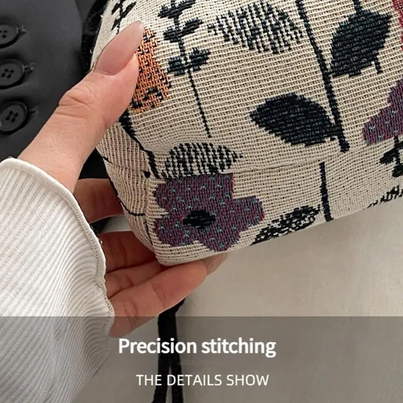 X5XA Borsa con stampa retrò alla Borsa in tela Scomparti spaziosi Maniglia ergonomica Borse da viaggio da lavoro Borse a