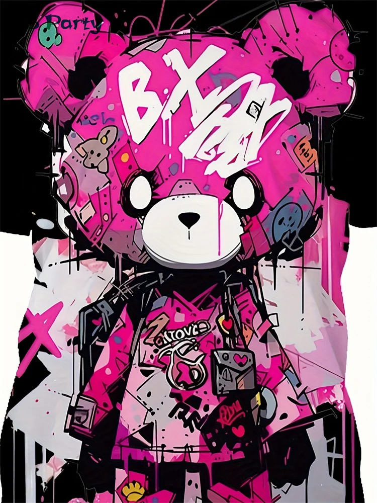 Fashion Bear Graphic T Shirts Summer Man Clothes O-Neck Men's Short Sleeve Tee Simple Y2k Clothes Breathable 3D Men's Clothing image 5