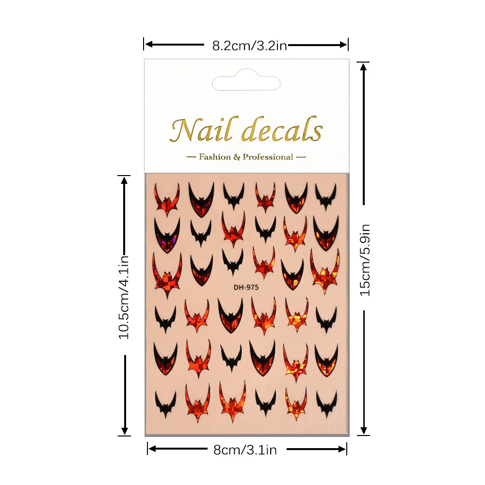

1/5pcs Bat Nail Stickers 3D Flat Gothic Style Nail Art Decoration Stickers Women DIY Self-Adhesive Manicure Decoration Decals