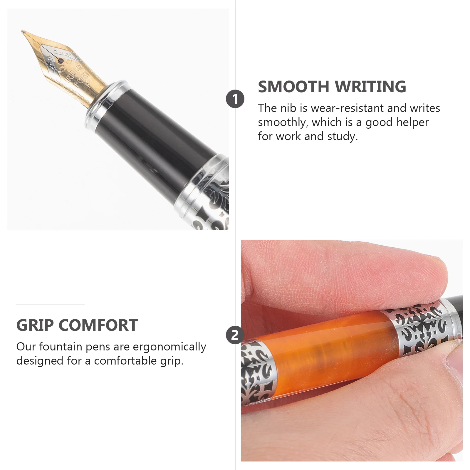 

Двухцветная металлическая ручка, перьевые ручки с тонким наконечником для письма, элегантная подпись для студентов