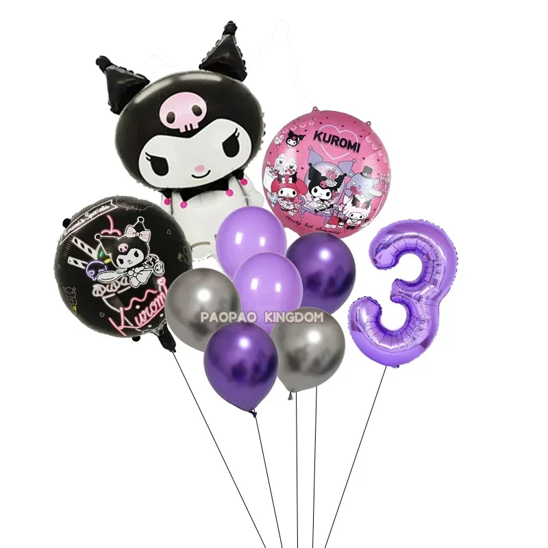 Cartoon Kuromi My Melody Themen-Folienballons Set Latexballons Kindergeburtstagsparty Dekoration Zahlenballon Globos – Detail 36