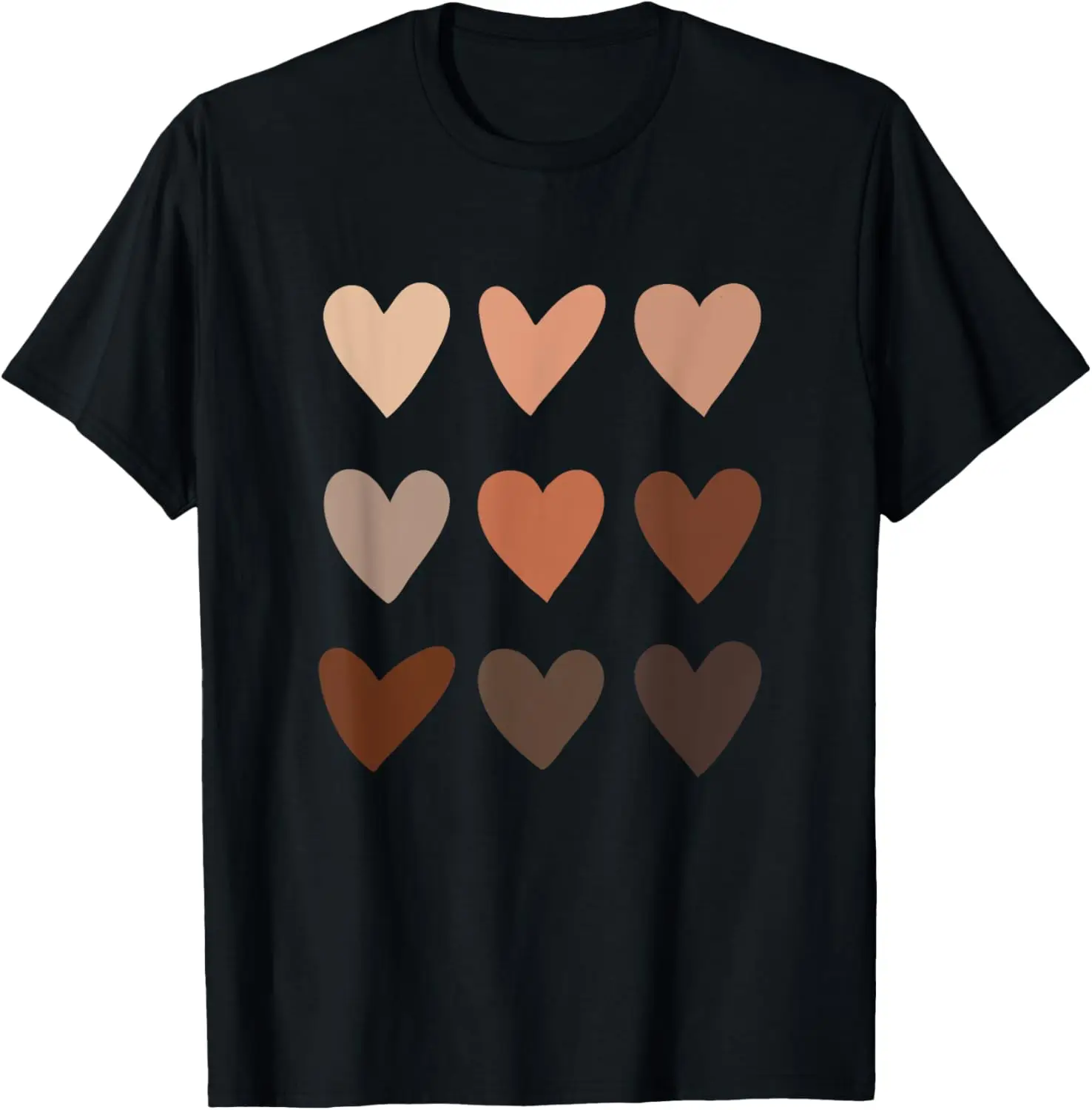 

Melanin Skin Tone Hearts, Be Kind, Black History Month T-Shirt
