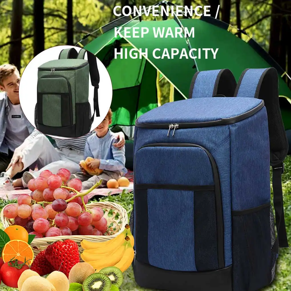 

Insulated Lunch Bag Adjustable Straps Waterproof Thermal Container Leakpoof Large Tear-Resistant Food Backpack Gray