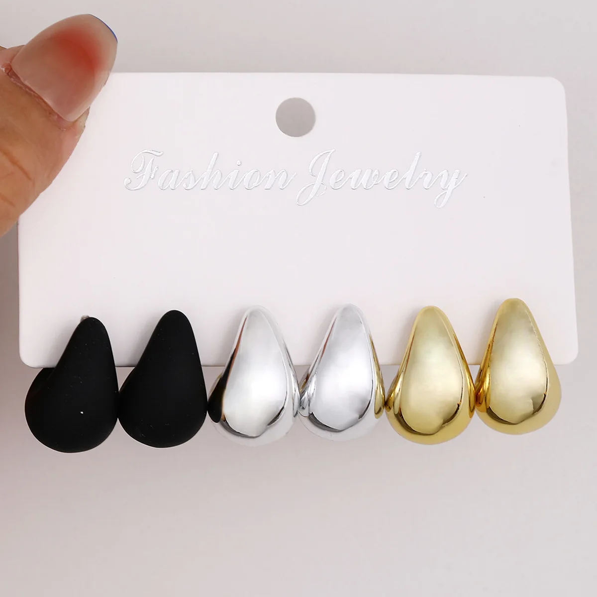 1set Hot Selling Instagram Three Color CCB Water Droplet Earring Set Simplicity Fashionable And high-end Sense Accessories