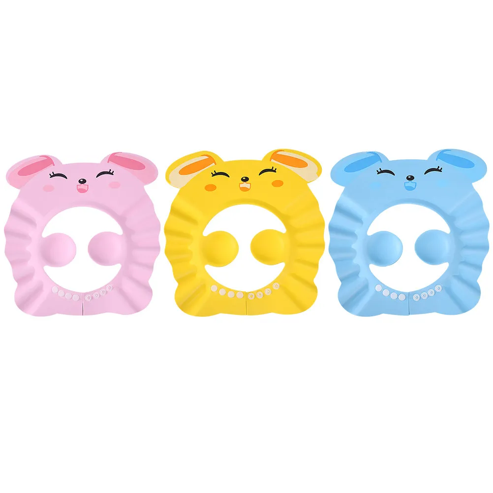 3 pcs Children Shampoo Hat Adjustable Waterproof Baby Shower Cap Ear Protection For Toddler Bathing Kids Hair Wash Accessory