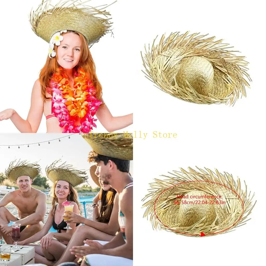 N5KB Sombrero Panamá Playa Sombrero Pava Sombrero Paja Gran Tamaño Elegante Regalo Sorpresa para Novia para Vacaciones
