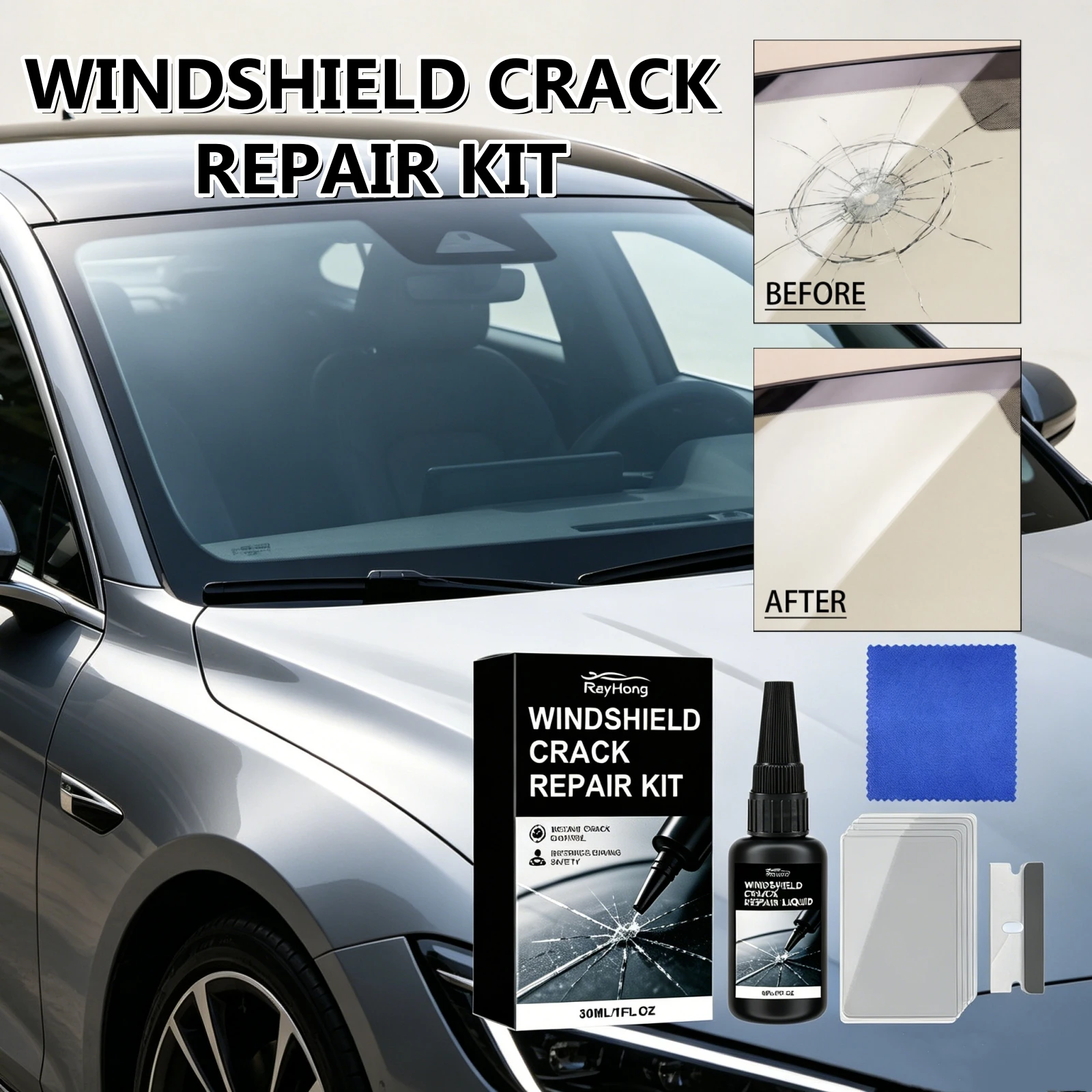Car Windshield Repair Kit Repair Glass Cracks Chips Scratches Improve Driving Safety Scratches Durable Auto Glass Restore Tool