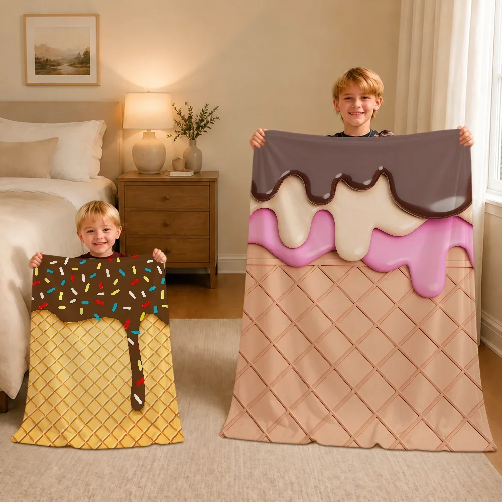Color Fun Cute Wafer Candy Art Realistic Blanket Warm Soft Plush For Sofa Living Room Nap Home Bedroom Gift Flannel Pet Hogar