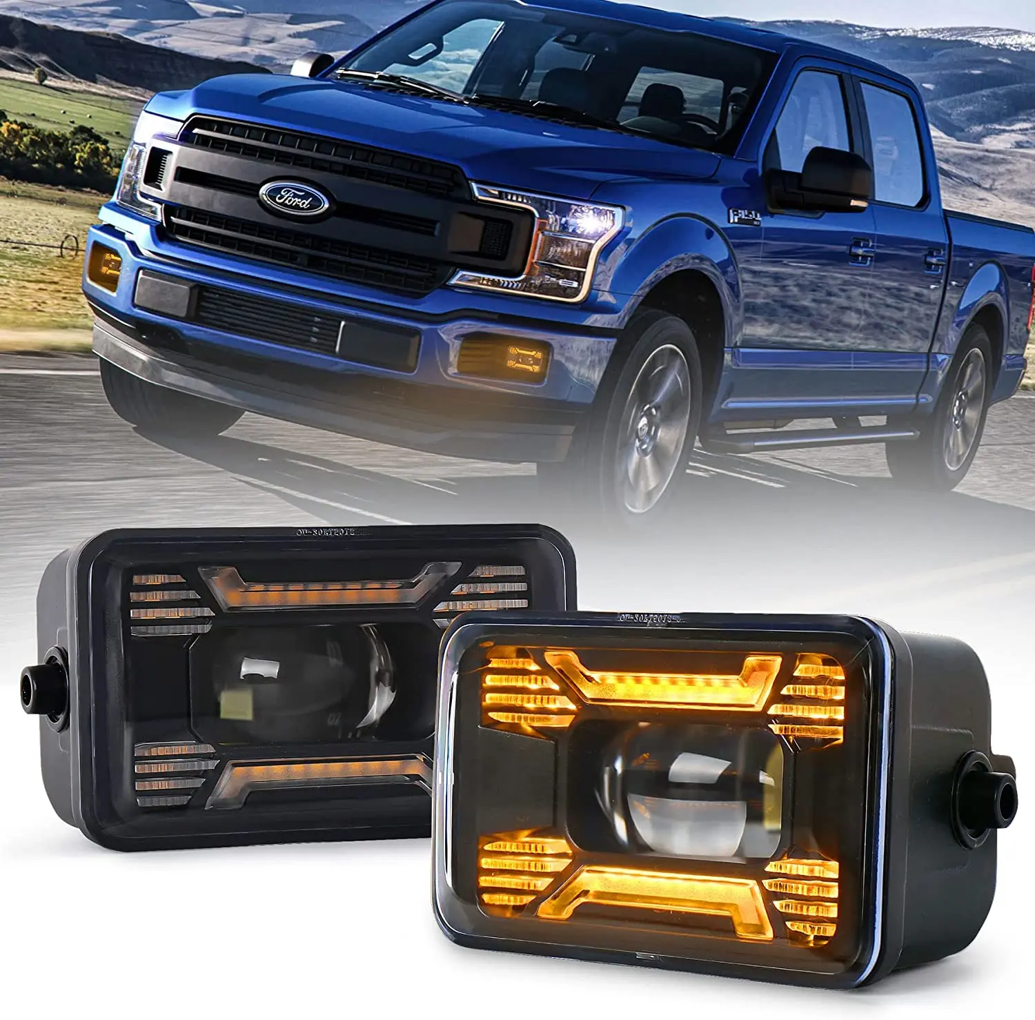 

Upgrade Bumper Lamps 1 Pair Brighter LED Fog Lights with Amber Beam for USA Version Ford F-150 2015-2019 Super Duty 2017-2018