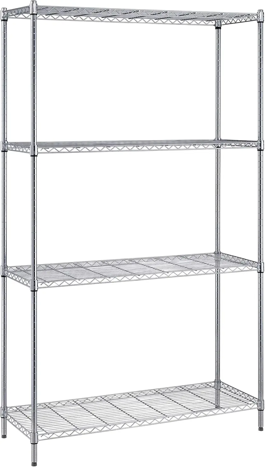 4-Tier Shelving Storage Rack | Adjustable Wire Shelf Organizer Unit for Warehouse