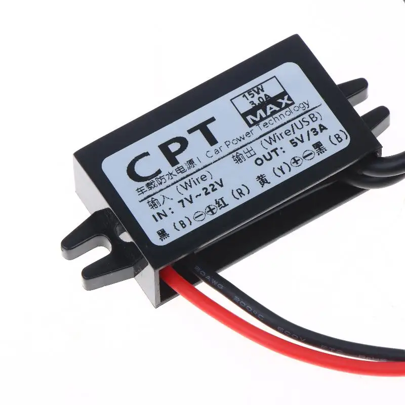 12V to 5V 3A USB DC-DC Step Down Converter Single/Dual Port Power Adapter for Golf Cart Phone Tablet Charging
