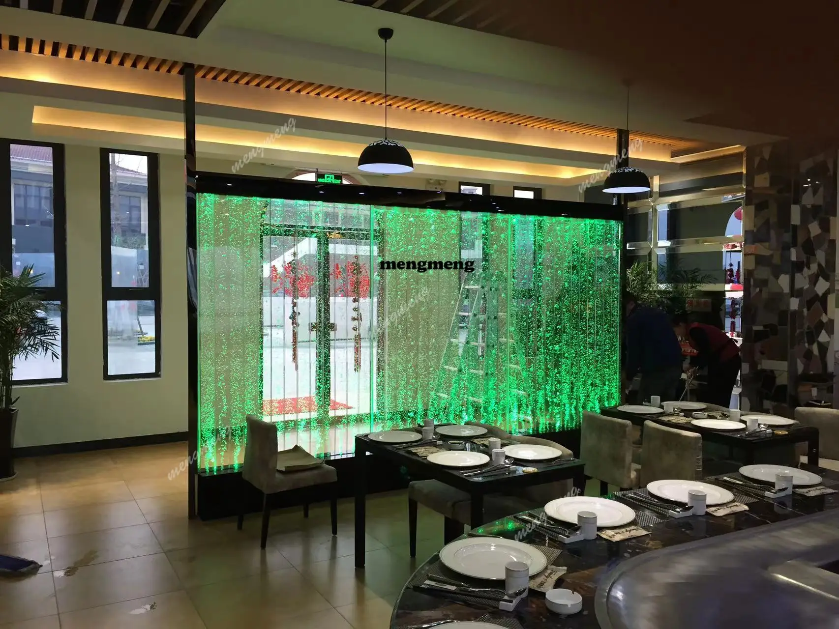Acrylic Bubble Wall & Water Curtain Aquarium - Bubble Screen Partition for Living Room/Entrance - Water Dance Screen