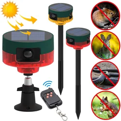 Solar Bird Repeller Recordable Animal Repeller With Remote Control Wild Animal Deterrent with Flashing Light for Farm Orchards