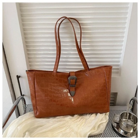 

Brown Serpentine Girl Woman Messenger Trend Shoulder OL Bags PU PVC Leather Women Lady Shining Handbag Purses Cheap Big Bag