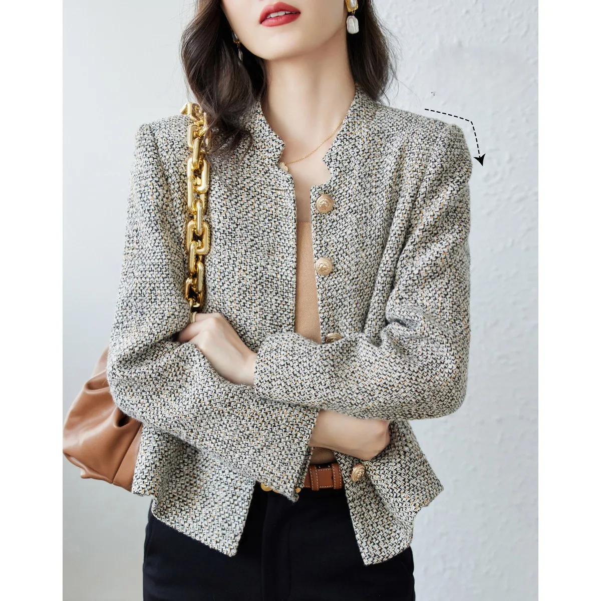

Твидовый жакет женский винтажный, классический, повседневный, для активного отдыха, спорта, функциональный, премиум, водоотталкивающий, для повседневной носки