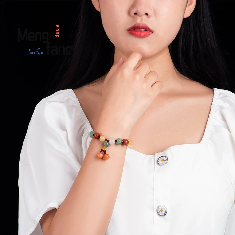 ลวดทองธรรมชาติหยกฟักทองที่มีสีสันสร้อยข้อมือ Gobi หยก Original บุคลิกภาพโบราณสไตล์ผู้หญิงสร้อยข้อมือหยกเครื่องประดับ Fine