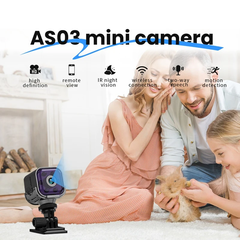 ABHU AS03 Мини-камера Умный дом Камера безопасности HD 1080P Беспроводное видеонаблюдение Встроенный аккумулятор 960 мАч Ночная камера