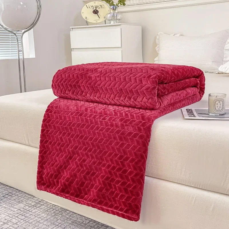 

1pc Flannel Blanket for Winter Jacquard Bedspread cobertor Solid Color Blankets Office/Car Nap Shawl Warm Bed Linen Home Plaid