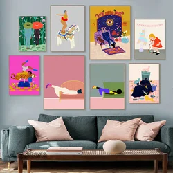 Nordic Woman Maddies Mood Sofa Pony Jump Funny Posters Prints Canvas Painting Abstract Daily Life Wall Art Home Room Decor