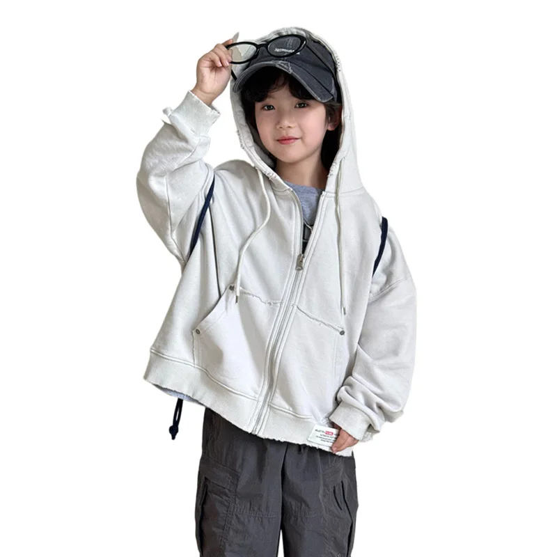 2025 ملابس الأطفال الخريف الأطفال مقنعين سترة سترة سترة رياضية الرجعية #5