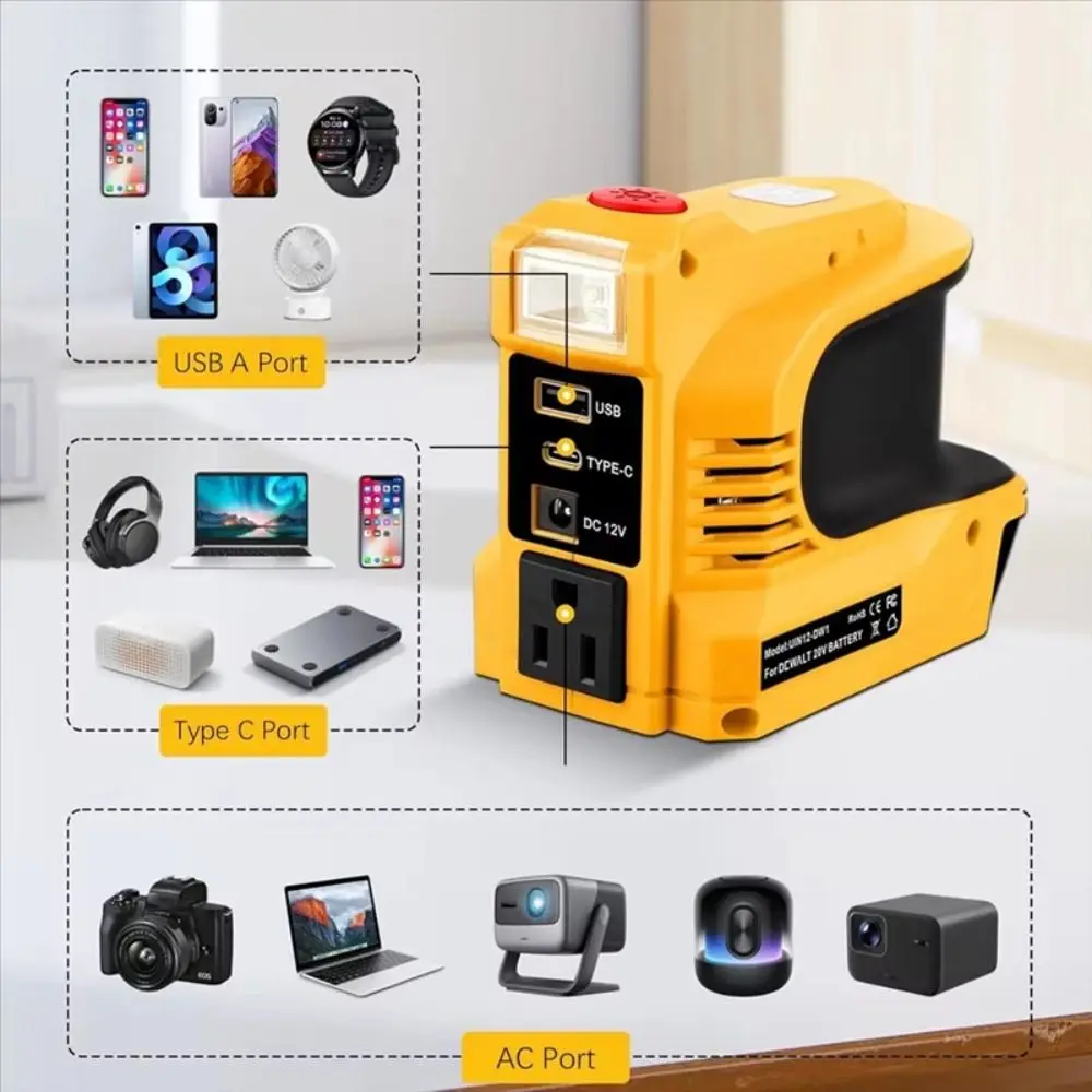 

18V 20V Power Inverter DC 20V to AC 110-120V Generator Power Adapter USB ＆Type-C Converter Multiple Charging Ports Inverter