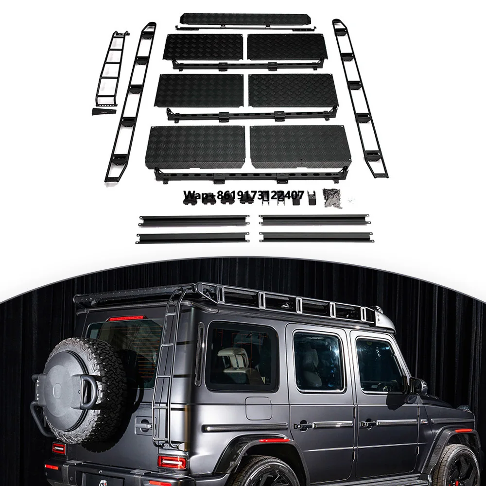 

Багажник на крышу для G-класса W465 (короткая версия) с лестницей, для G63, G500, G450D. Профессиональные багажные системы, грузовые багажники, держатели для грузов.