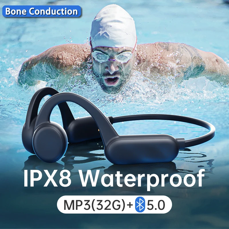 Swimming IPX8 Waterproof Headphones Bone Conduction Headset 32GB MP3 Player Wireless Bluetooth Earphones for Sport HiFi Headset