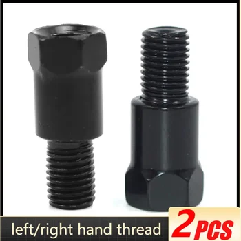 1 par de adaptadores de espejo trasero de motocicleta negro plateado M10 10MM en sentido antihorario derecho izquierdo tornillo de cambio de rosca