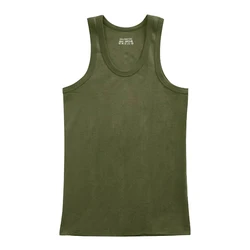 XXL Military Green Middle aged and Elderly Men's Pure Cotton Tank Top Sports Hurdle Backing Two layer Tank Top for Men