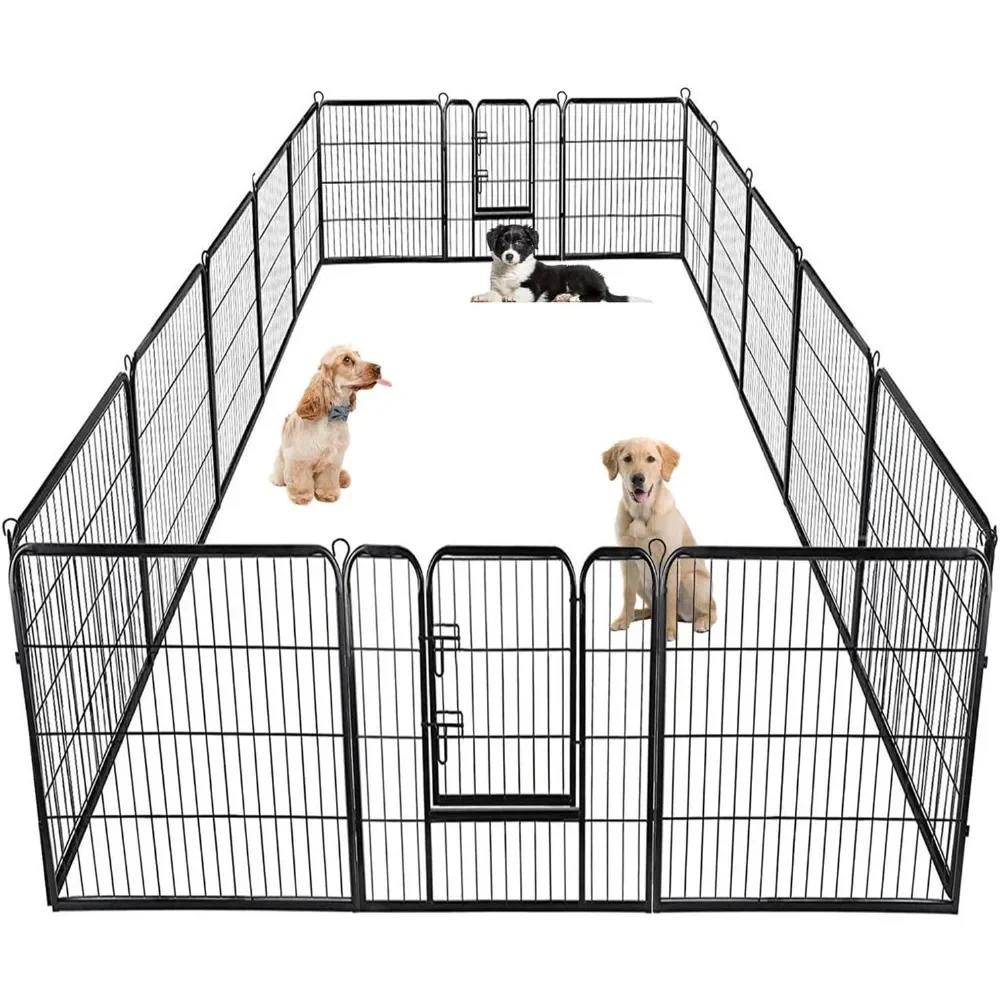 

Dog Playpen Pet Dog Fence 40 inch Height 16 Panels Metal Dog Pen Outdoor Exercise Pen with Doors,Pet Puppy Playpen for RV