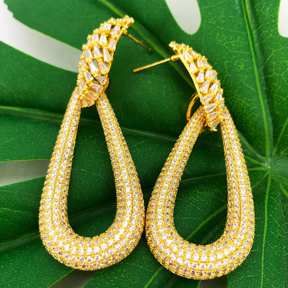 

Missvikki 2025 New Luxury Trendy Shiny Long Drop Earrings Cubic Zircon Earrings For Women Drop Earrings Brincos Fashion Jewelry