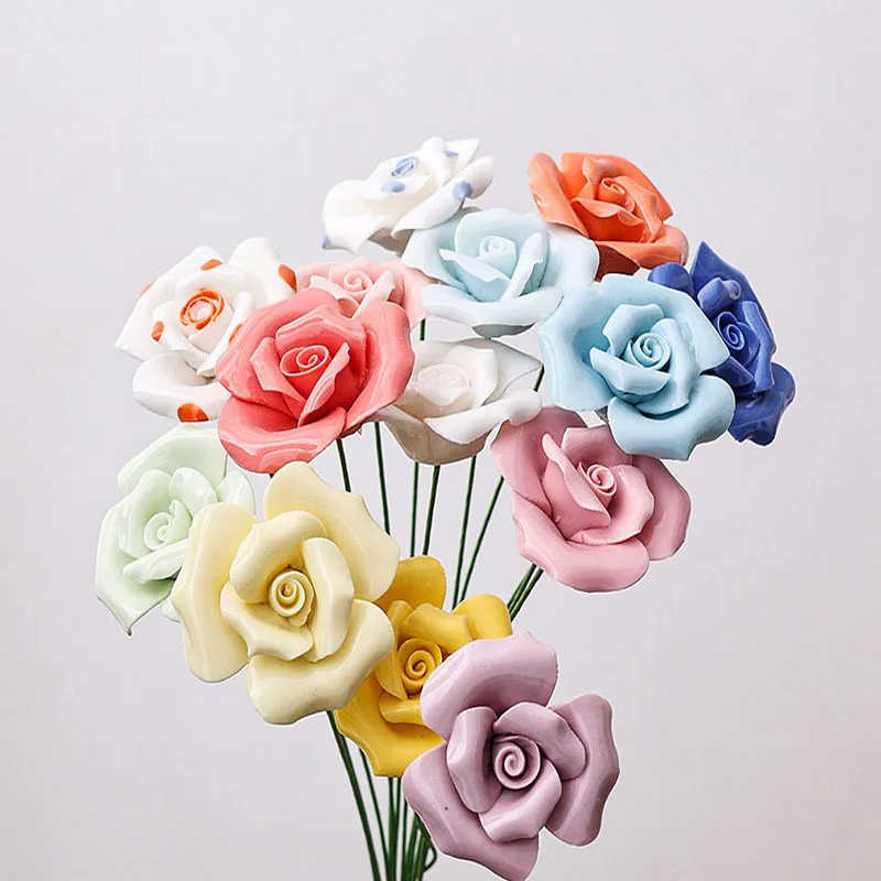 

5Pcs Rural wildflowers Ceramic Flower Ceramic DIY Artificial Flowers Creative Art Floral Home Decor Party Wedding Garden Decor