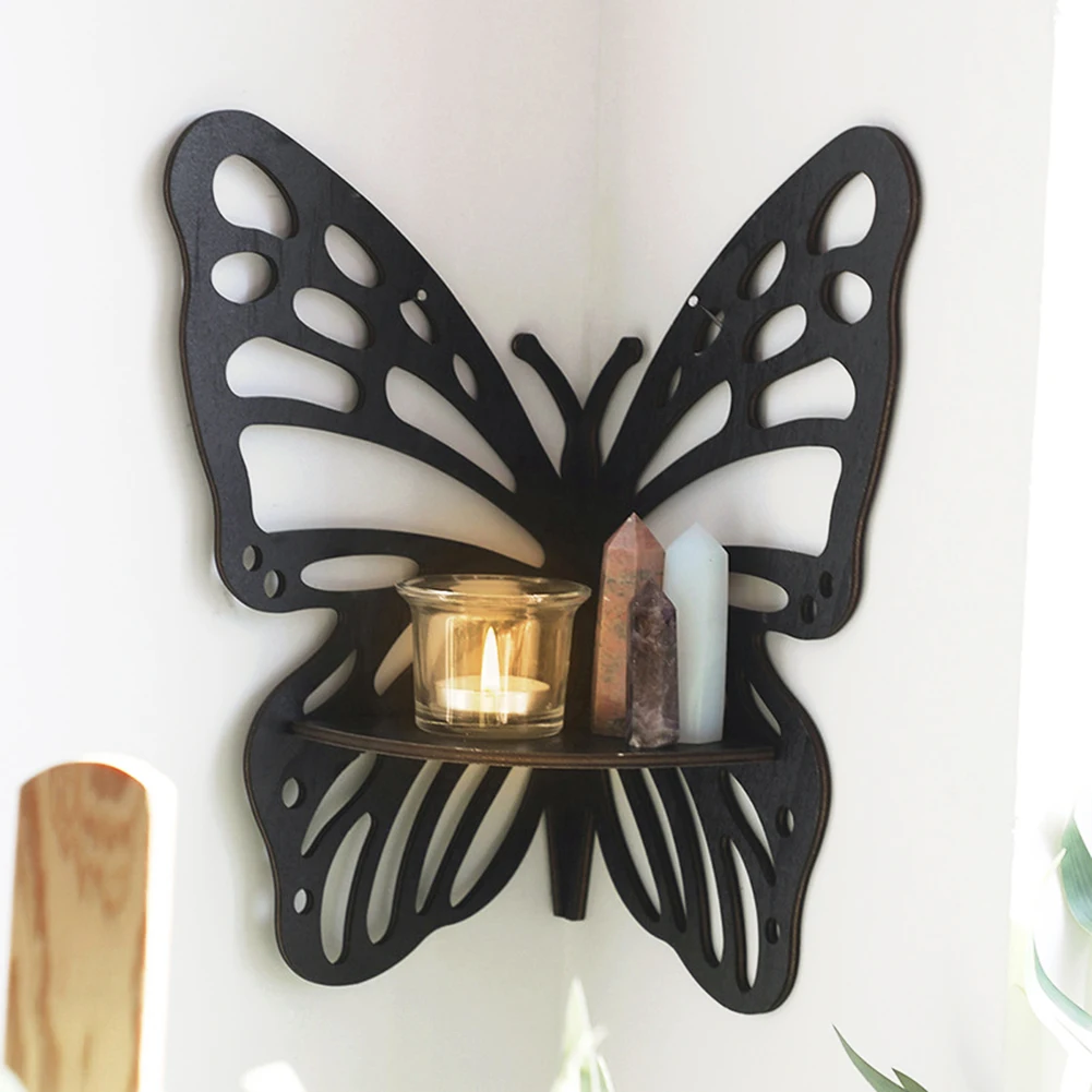 

Butterfly Corner Shelf Wall Corner Shelf Wood Floating Shelves Display Shelf Boho Wall Shelves For Kitchen Office Living Room