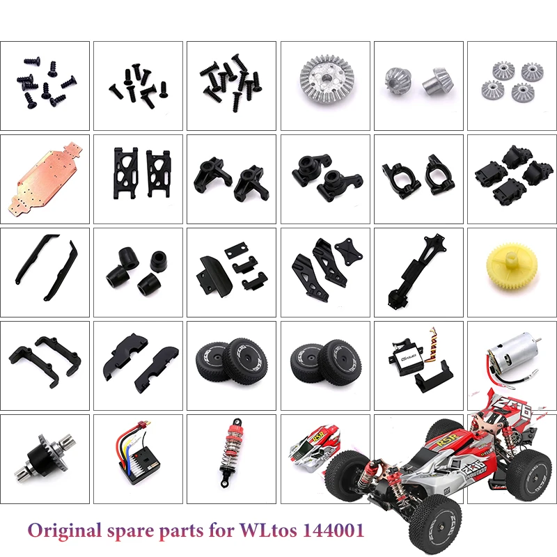 

Original Wltoys 144010 1/14 RC Car Spare Parts ESC Swing Arm C Seat Differential Wavebox Tire Gear Shock Absorbers Kit Parts