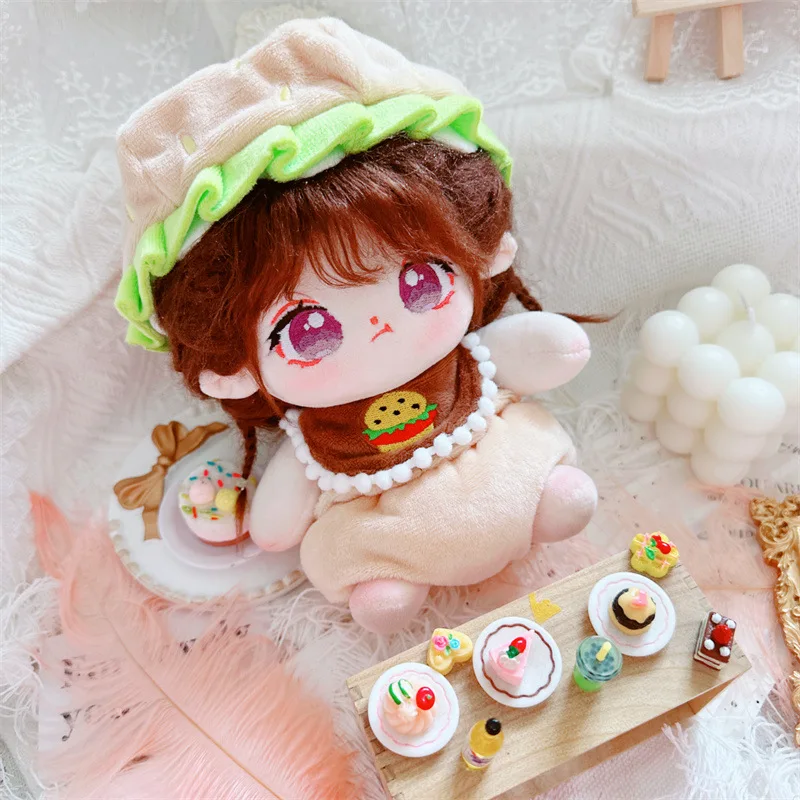 Muñeca de algodón de 20cm, ropa de bebé, muñeca de estrella, comida rápida, Planeta, hamburguesa, ropa de bebé